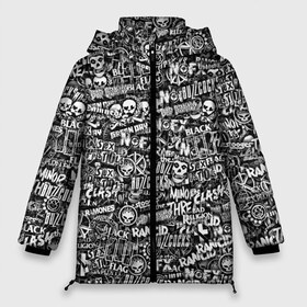 Женская зимняя куртка 3D с принтом Панк-рок стикербомбинг в Белгороде, верх — 100% полиэстер; подкладка — 100% полиэстер; утеплитель — 100% полиэстер | длина ниже бедра, силуэт Оверсайз. Есть воротник-стойка, отстегивающийся капюшон и ветрозащитная планка. 

Боковые карманы с листочкой на кнопках и внутренний карман на молнии | bad brains | bad religion | black flag | buzzcocks | clash | dead kennedys | green day | minor threat | misfits | nofx | rancid | social distortion | stooges