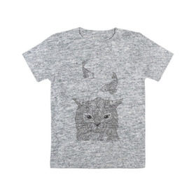 Детская футболка хлопок с принтом Мечтатель в Белгороде, 100% хлопок | круглый вырез горловины, полуприлегающий силуэт, длина до линии бедер | воздушный | дзенарт | кот | мечта | принт | раскраска | рыба | рыбки | черно белый