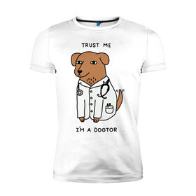 Мужская футболка премиум с принтом Dogtor в Белгороде, 92% хлопок, 8% лайкра | приталенный силуэт, круглый вырез ворота, длина до линии бедра, короткий рукав | dogtor | догтор | доктор | собака