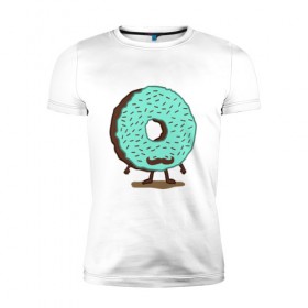 Мужская футболка премиум с принтом мужской пончик в Белгороде, 92% хлопок, 8% лайкра | приталенный силуэт, круглый вырез ворота, длина до линии бедра, короткий рукав | donuts | пончик