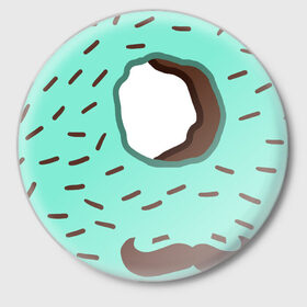 Значок с принтом мужской пончик в Белгороде,  металл | круглая форма, металлическая застежка в виде булавки | donuts | пончик