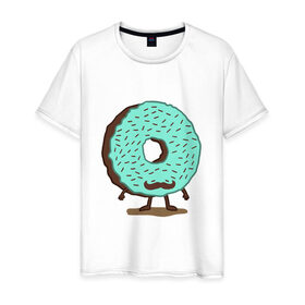 Мужская футболка хлопок с принтом мужской пончик в Белгороде, 100% хлопок | прямой крой, круглый вырез горловины, длина до линии бедер, слегка спущенное плечо. | donuts | пончик