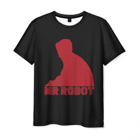 Мужская футболка 3D с принтом Mr Robot в Белгороде, 100% полиэфир | прямой крой, круглый вырез горловины, длина до линии бедер | Тематика изображения на принте: mister | robot | мистер робот