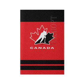 Обложка для паспорта матовая кожа с принтом TEAM CANADA в Белгороде, натуральная матовая кожа | размер 19,3 х 13,7 см; прозрачные пластиковые крепления | Тематика изображения на принте: 2017 | canada | hochey | team | teamcanada | канада | мира | россия | хоккей | чемпионат | чм2017