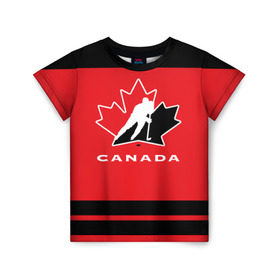Детская футболка 3D с принтом TEAM CANADA в Белгороде, 100% гипоаллергенный полиэфир | прямой крой, круглый вырез горловины, длина до линии бедер, чуть спущенное плечо, ткань немного тянется | 2017 | canada | hochey | team | teamcanada | канада | мира | россия | хоккей | чемпионат | чм2017