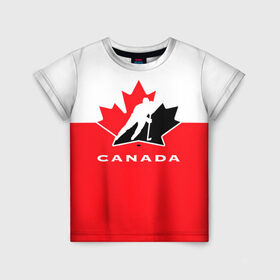 Детская футболка 3D с принтом TEAM CANADA в Белгороде, 100% гипоаллергенный полиэфир | прямой крой, круглый вырез горловины, длина до линии бедер, чуть спущенное плечо, ткань немного тянется | Тематика изображения на принте: 2017 | canada | hochey | team | teamcanada | канада | мира | россия | хоккей | чемпионат | чм2017