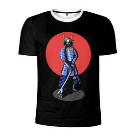 Мужская футболка 3D спортивная с принтом Самурай, японское солнце в Белгороде, 100% полиэстер с улучшенными характеристиками | приталенный силуэт, круглая горловина, широкие плечи, сужается к линии бедра | азия | воин | катана | меч | сегун | сэнсэй | харакири | честь | японец | япония