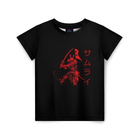 Детская футболка 3D с принтом Японские иероглифы - самурай в Белгороде, 100% гипоаллергенный полиэфир | прямой крой, круглый вырез горловины, длина до линии бедер, чуть спущенное плечо, ткань немного тянется | Тематика изображения на принте: азия | воин | катана | меч | сегун | сэнсэй | харакири | честь | японец | япония