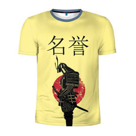 Мужская футболка 3D спортивная с принтом Японский самурай (честь) в Белгороде, 100% полиэстер с улучшенными характеристиками | приталенный силуэт, круглая горловина, широкие плечи, сужается к линии бедра | meiyo | самурай | япония