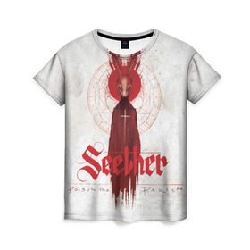 Женская футболка 3D с принтом Seether в Белгороде, 100% полиэфир ( синтетическое хлопкоподобное полотно) | прямой крой, круглый вырез горловины, длина до линии бедер | Тематика изображения на принте: album | poison the parish | seether | рок