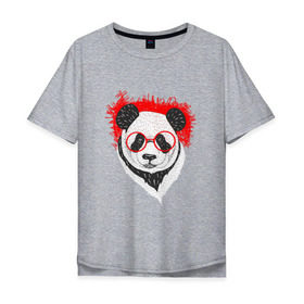 Мужская футболка хлопок Oversize с принтом Умная панда в Белгороде, 100% хлопок | свободный крой, круглый ворот, “спинка” длиннее передней части | Тематика изображения на принте: абстрактная | каракули | милая | очкарик | очки | панда | ручная графика | умный