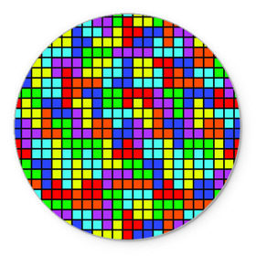 Коврик круглый с принтом Тетрис в Белгороде, резина и полиэстер | круглая форма, изображение наносится на всю лицевую часть | геометрия | игра | кубики | тетрис