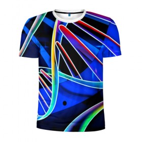 Мужская футболка 3D спортивная с принтом Volumetric в Белгороде, 100% полиэстер с улучшенными характеристиками | приталенный силуэт, круглая горловина, широкие плечи, сужается к линии бедра | 3d | volumetric | абстракции | другие | прикольные | фигуры | цветные | яркие