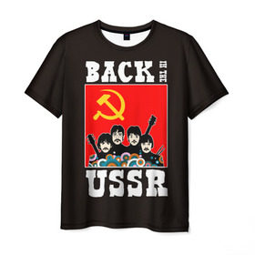 Мужская футболка 3D с принтом Back In The USSR в Белгороде, 100% полиэфир | прямой крой, круглый вырез горловины, длина до линии бедер | Тематика изображения на принте: beatles | rock | roll | ussr | битлз | музыка | о.м.с.к. | рок | ролл | ссср