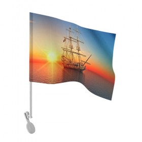 Флаг для автомобиля с принтом Фрегат в Белгороде, 100% полиэстер | Размер: 30*21 см | 3d | blue | брызги | вмф | вода | военный | волны | исторический | капли | корабль | лето | море | моряк | океан | природа | фрегат | шторм