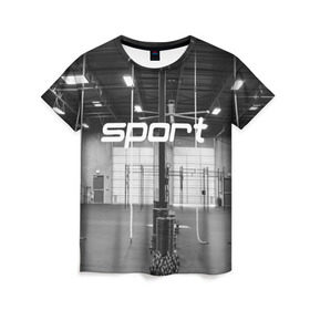 Женская футболка 3D с принтом Спортзал в Белгороде, 100% полиэфир ( синтетическое хлопкоподобное полотно) | прямой крой, круглый вырез горловины, длина до линии бедер | crossfit | атлетика | зал | качалка | кроссфит | тренажер | тяжелая | фитнес