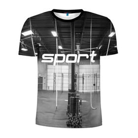Мужская футболка 3D спортивная с принтом Спортзал в Белгороде, 100% полиэстер с улучшенными характеристиками | приталенный силуэт, круглая горловина, широкие плечи, сужается к линии бедра | crossfit | атлетика | зал | качалка | кроссфит | тренажер | тяжелая | фитнес