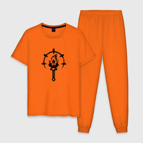 Мужская пижама хлопок с принтом Darkest Dungeon в Белгороде, 100% хлопок | брюки и футболка прямого кроя, без карманов, на брюках мягкая резинка на поясе и по низу штанин
 | Тематика изображения на принте: 