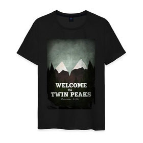Мужская футболка хлопок с принтом Twin Peaks в Белгороде, 100% хлопок | прямой крой, круглый вырез горловины, длина до линии бедер, слегка спущенное плечо. | Тематика изображения на принте: twin peaks | дэвид линч | лес | лора палмер | сова | твин пикс | туман