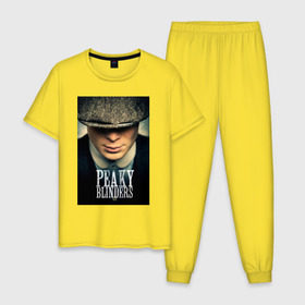 Мужская пижама хлопок с принтом Peaky Blinders в Белгороде, 100% хлопок | брюки и футболка прямого кроя, без карманов, на брюках мягкая резинка на поясе и по низу штанин
 | бандиты | бритва | острые козырьки