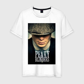 Мужская футболка хлопок с принтом Peaky Blinders в Белгороде, 100% хлопок | прямой крой, круглый вырез горловины, длина до линии бедер, слегка спущенное плечо. | бандиты | бритва | острые козырьки