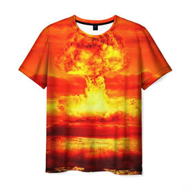 Мужская футболка 3D с принтом Ядерный взрыв в Белгороде, 100% полиэфир | прямой крой, круглый вырез горловины, длина до линии бедер | взрыв | гриб | огонь