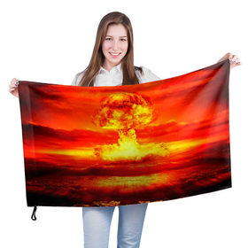 Флаг 3D с принтом Ядерный взрыв в Белгороде, 100% полиэстер | плотность ткани — 95 г/м2, размер — 67 х 109 см. Принт наносится с одной стороны | взрыв | гриб | огонь