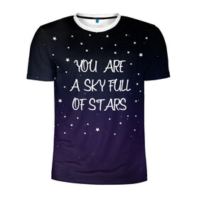 Мужская футболка 3D спортивная с принтом Sky в Белгороде, 100% полиэстер с улучшенными характеристиками | приталенный силуэт, круглая горловина, широкие плечи, сужается к линии бедра | chris martin | coldplay | night | sky | stars | звезды | колдплей | крис мартин | небо