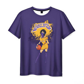 Мужская футболка 3D с принтом Lakers в Белгороде, 100% полиэфир | прямой крой, круглый вырез горловины, длина до линии бедер | basketball | cheerleader | girl | lakers | nba | street