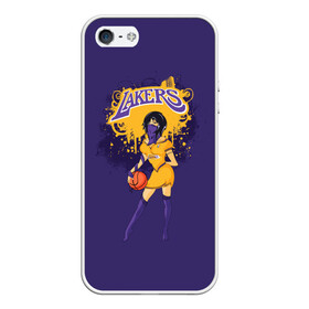 Чехол для iPhone 5/5S матовый с принтом Lakers в Белгороде, Силикон | Область печати: задняя сторона чехла, без боковых панелей | basketball | cheerleader | girl | lakers | nba | street