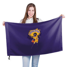 Флаг 3D с принтом Lakers в Белгороде, 100% полиэстер | плотность ткани — 95 г/м2, размер — 67 х 109 см. Принт наносится с одной стороны | basketball | cheerleader | girl | lakers | nba | street