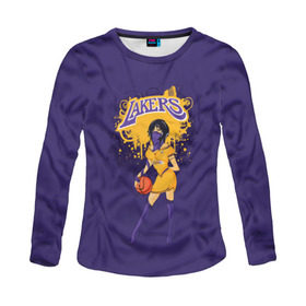 Женский лонгслив 3D с принтом Lakers в Белгороде, 100% полиэстер | длинные рукава, круглый вырез горловины, полуприлегающий силуэт | basketball | cheerleader | girl | lakers | nba | street