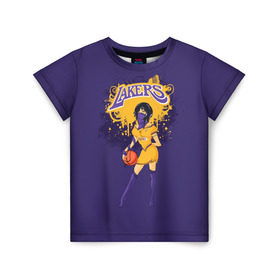 Детская футболка 3D с принтом Lakers в Белгороде, 100% гипоаллергенный полиэфир | прямой крой, круглый вырез горловины, длина до линии бедер, чуть спущенное плечо, ткань немного тянется | basketball | cheerleader | girl | lakers | nba | street
