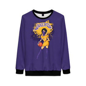 Женский свитшот 3D с принтом Lakers в Белгороде, 100% полиэстер с мягким внутренним слоем | круглый вырез горловины, мягкая резинка на манжетах и поясе, свободная посадка по фигуре | basketball | cheerleader | girl | lakers | nba | street