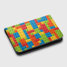 Картхолдер с принтом с принтом Лего в Белгороде, натуральная матовая кожа | размер 7,3 х 10 см; кардхолдер имеет 4 кармана для карт; | Тематика изображения на принте: lego | tetris | детальки | лего | разноцветные