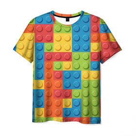 Мужская футболка 3D с принтом Лего в Белгороде, 100% полиэфир | прямой крой, круглый вырез горловины, длина до линии бедер | lego | tetris | детальки | лего | разноцветные