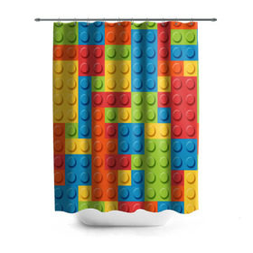 Штора 3D для ванной с принтом Лего в Белгороде, 100% полиэстер | плотность материала — 100 г/м2. Стандартный размер — 146 см х 180 см. По верхнему краю — пластиковые люверсы для креплений. В комплекте 10 пластиковых колец | lego | tetris | детальки | лего | разноцветные