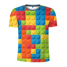 Мужская футболка 3D спортивная с принтом Лего в Белгороде, 100% полиэстер с улучшенными характеристиками | приталенный силуэт, круглая горловина, широкие плечи, сужается к линии бедра | lego | tetris | детальки | лего | разноцветные