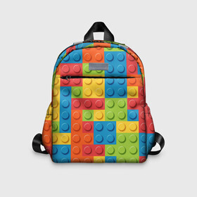 Детский рюкзак 3D с принтом Лего в Белгороде, 100% полиэстер | лямки с регулируемой длиной, сверху петелька, чтобы рюкзак можно было повесить на вешалку. Основное отделение закрывается на молнию, как и внешний карман. Внутри дополнительный карман. По бокам два дополнительных кармашка | Тематика изображения на принте: lego | tetris | детальки | лего | разноцветные
