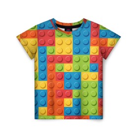 Детская футболка 3D с принтом Лего в Белгороде, 100% гипоаллергенный полиэфир | прямой крой, круглый вырез горловины, длина до линии бедер, чуть спущенное плечо, ткань немного тянется | lego | tetris | детальки | лего | разноцветные
