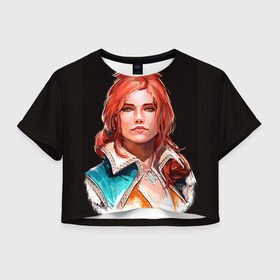 Женская футболка 3D укороченная с принтом Трисс в Белгороде, 100% полиэстер | круглая горловина, длина футболки до линии талии, рукава с отворотами | gwent | witcher | ведьмак | гвинт | геральт | меригольд | трисс