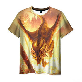 Мужская футболка 3D с принтом Дракон в Белгороде, 100% полиэфир | прямой крой, круглый вырез горловины, длина до линии бедер | Тематика изображения на принте: gwent | witcher | ведьмак | гвинт | геральт | дракон