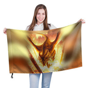 Флаг 3D с принтом Дракон в Белгороде, 100% полиэстер | плотность ткани — 95 г/м2, размер — 67 х 109 см. Принт наносится с одной стороны | Тематика изображения на принте: gwent | witcher | ведьмак | гвинт | геральт | дракон