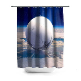 Штора 3D для ванной с принтом Destiny 3 в Белгороде, 100% полиэстер | плотность материала — 100 г/м2. Стандартный размер — 146 см х 180 см. По верхнему краю — пластиковые люверсы для креплений. В комплекте 10 пластиковых колец | destiny | дестени | дэстэни | космос