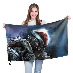 Флаг 3D с принтом ME Andromeda 1 в Белгороде, 100% полиэстер | плотность ткани — 95 г/м2, размер — 67 х 109 см. Принт наносится с одной стороны | andromeda | effect | андромеда | массб эффект | эфект