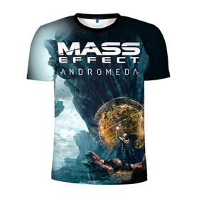 Мужская футболка 3D спортивная с принтом ME Andromeda 2 в Белгороде, 100% полиэстер с улучшенными характеристиками | приталенный силуэт, круглая горловина, широкие плечи, сужается к линии бедра | Тематика изображения на принте: andromeda | effect | андромеда | массб эффект | эфект