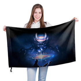 Флаг 3D с принтом ME Andromeda 3 в Белгороде, 100% полиэстер | плотность ткани — 95 г/м2, размер — 67 х 109 см. Принт наносится с одной стороны | andromeda | effect | андромеда | массб эффект | эфект