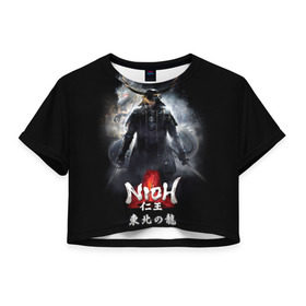 Женская футболка 3D укороченная с принтом Ni-Oh 8 в Белгороде, 100% полиэстер | круглая горловина, длина футболки до линии талии, рукава с отворотами | ni oh | nioh | демон