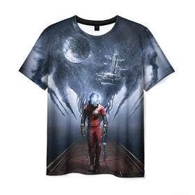 Мужская футболка 3D с принтом Prey 1 в Белгороде, 100% полиэфир | прямой крой, круглый вырез горловины, длина до линии бедер | prey | космос | прей | прэй