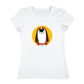 Женская футболка хлопок с принтом Собака Улыбака в Белгороде, 100% хлопок | прямой крой, круглый вырез горловины, длина до линии бедер, слегка спущенное плечо | 